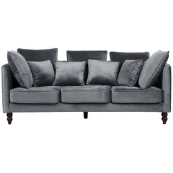 3-SITZER-SOFA Samtstoff Grau Fenstad