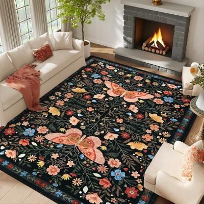 Garvee Butterfly Garden Floral Area Rug