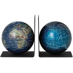 Buchstützen-Set „BookGlobe“ mit 2 magnetischen Globen grün/bläulich