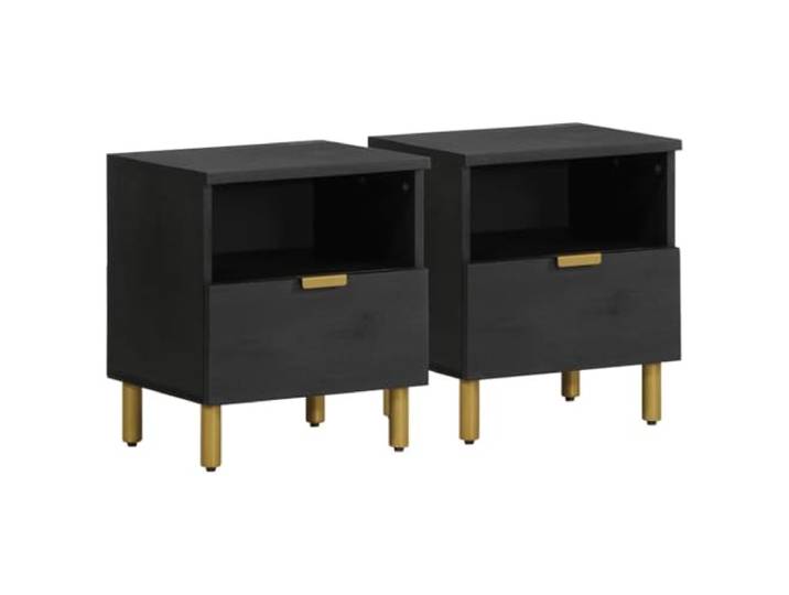 HEFZGDB Nachttisch Schwarz 40x33x46 cm Holzwerkstoff mit Schublade und Fach für Stauraum, Stabile Tischplatte, Langlebiges TV-Möbel, Elegantes Design für Wohnzimmer Einrichtung