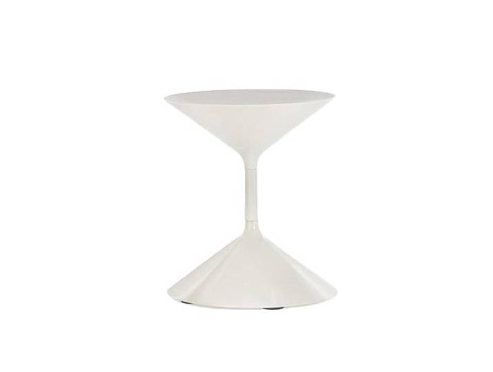 ZANOTTA table basse TEMPO (H 36 cm talc - Polyuréthane poli et acier)