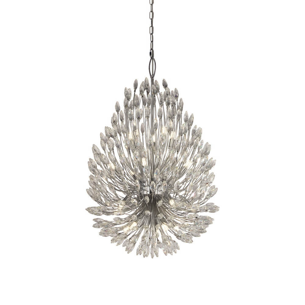 Searchlight Peacock kroonluchter - Zilver - Diameter: 51 cm