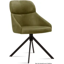 ESSZIMMERSTUHL (6er-Set) Deanna 52x82x63 Schwarz/Olivgrün