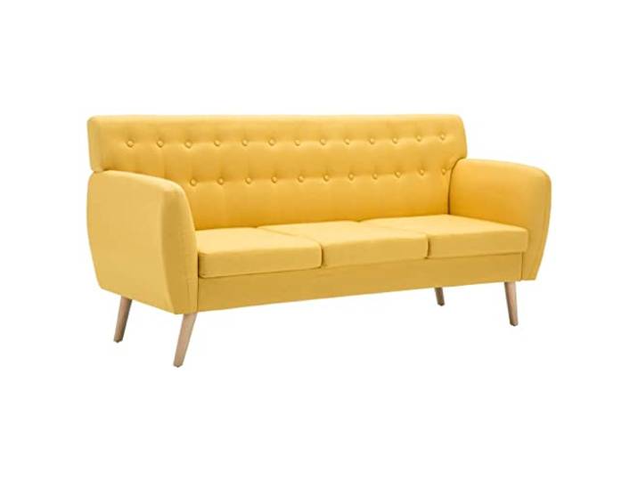GHVBNMF 3-Sitzer Sofa Stoffbezug 172x70x82 cm Polstersofa Gelb Gemütliche Dreisitzer Couch mit gelbem Stoffbezug und Massivholzbeinen für Ihr Wohnzimmer oder Gästezimmer.