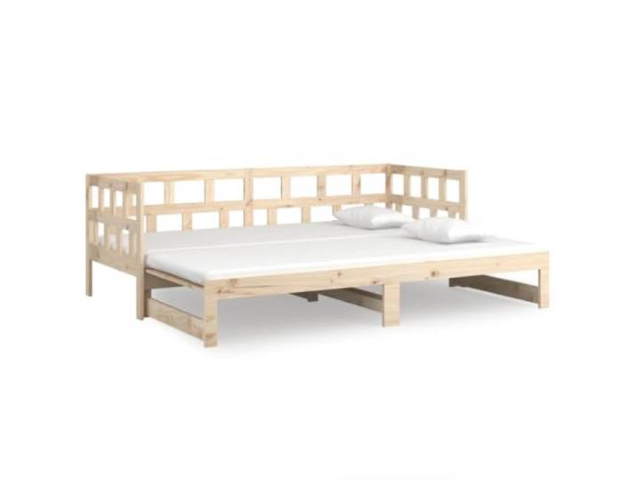 KKgypkn Multifunktionales Tagesbett Ausziehbar Massivholz Kiefer mit Seitenplatte, 2X(80x200) cm, tagsüber Sofa und nachts Doppelbett für Gäste