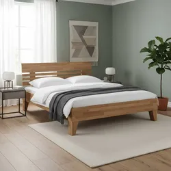 Schlafzimmer Bett aus Wildeiche massiv geölt