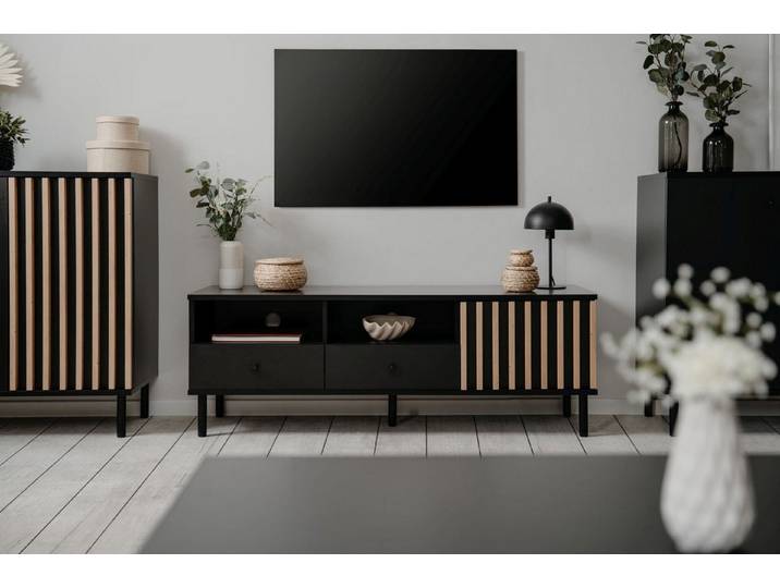 möbelvita TV-Board TV-Board Milan 56A schwarz / Dekor Artisan Oak