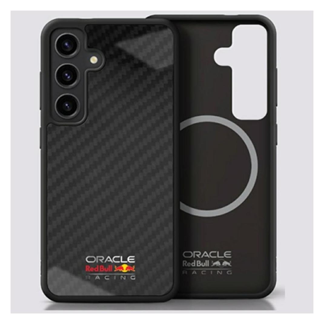Red Bull Real Carbon Fiber Shiny Logo MagSafe Case for Samsung Galaxy S25 Black (Samsung Galaxy S25) (00000)