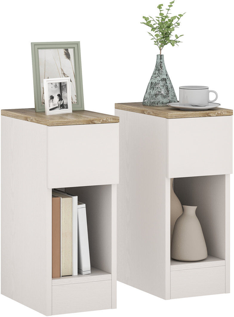 17 Stories HOMCOM Bedside Tables Set of 2 Nightstands for Bedroom Living Room White 50cm H X 20cm W X 30cm D