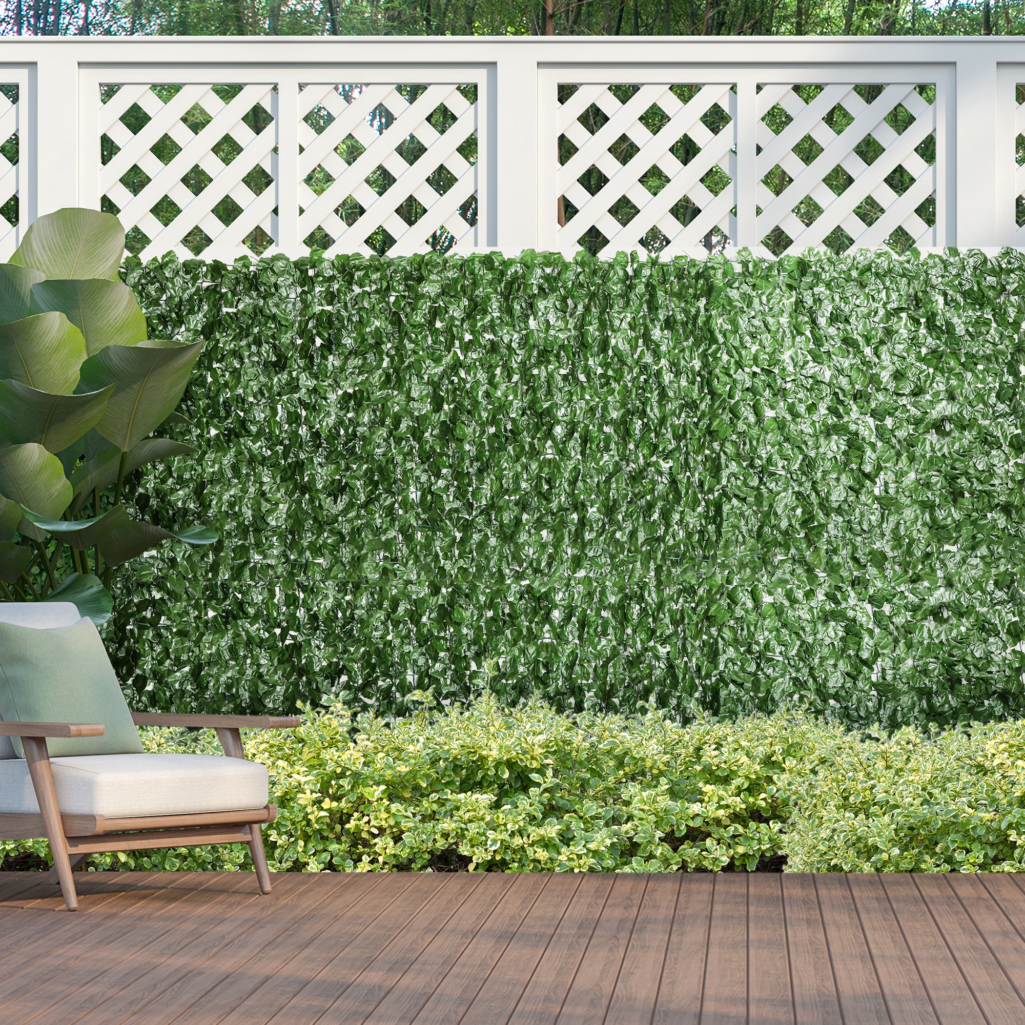 Outsunny Rotolo di Siepe Finta per Balcone e Giardino in PE con Foglie di Edera, 300x100 cm, Verde Scuro   Aosom Italy