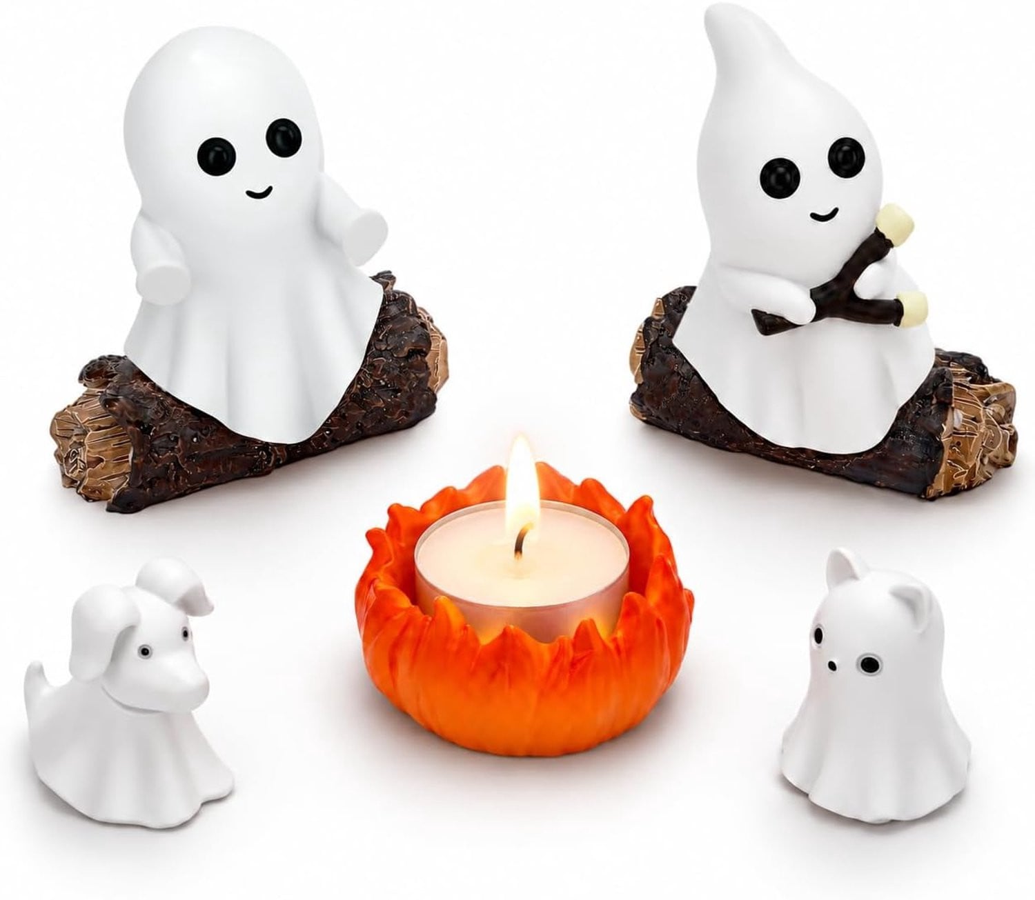 Homevero 5-delige flikkerende geesten set Halloween nachtlampjes voor sfeervolle verlichting