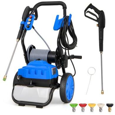 Costway 2300 PSI 1.8 GPM Electric Pressure Washer with Wheels and 5 Quick Connect Nozzles-Blue