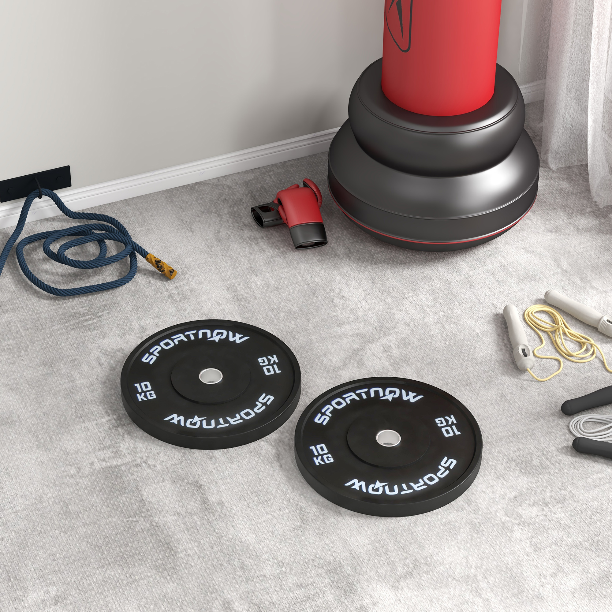 Sportnow Set di 2 Dischi Palestra da 10kg per Bilanciere e Manubri con Attacco Ø5cm, Nero Aosom