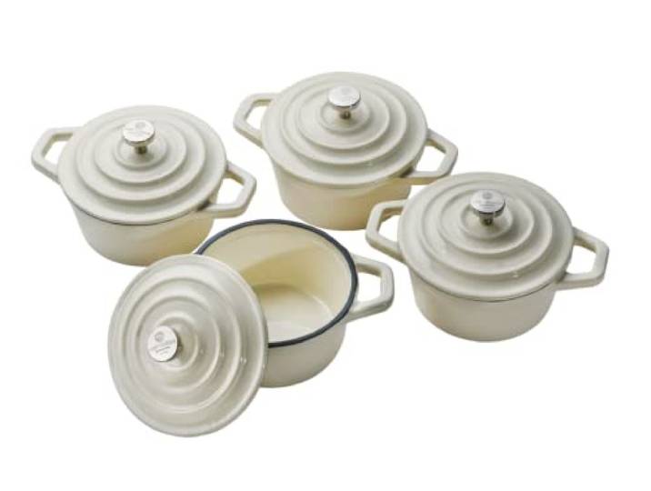 CHEF CUISINE Mini-Cocotte mit Deckel, gusseisern, 4er-Set, 250 ml, backofenfest