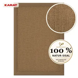 Karat Sisal-Teppich   Goa   Naturteppich aus 100 % Sisal mit Stoffbordüre   Taupe
