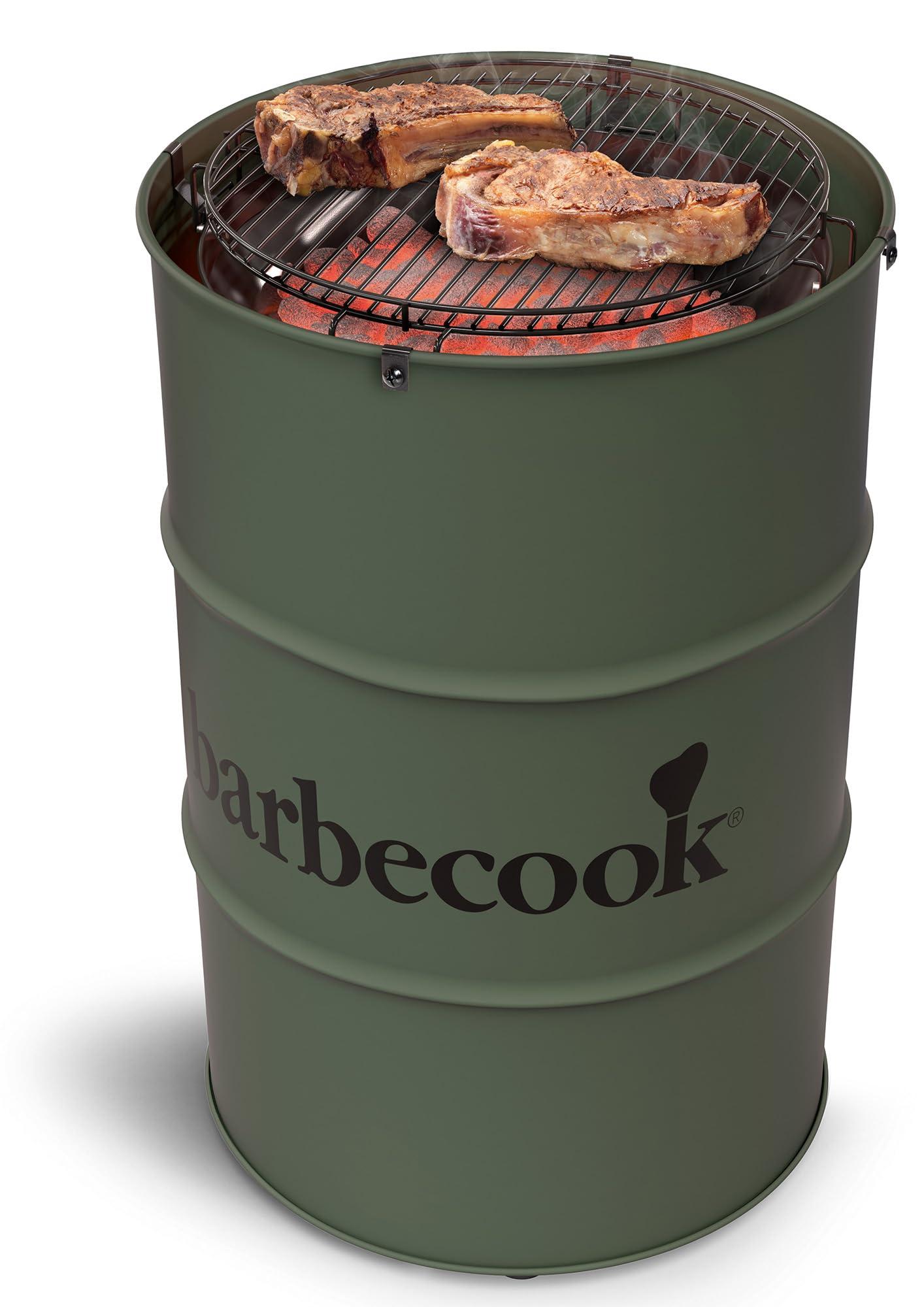 barbecook Edson Holzkohlegrill Fass-Form Tonne Verchromter Grill-Rost verstellba