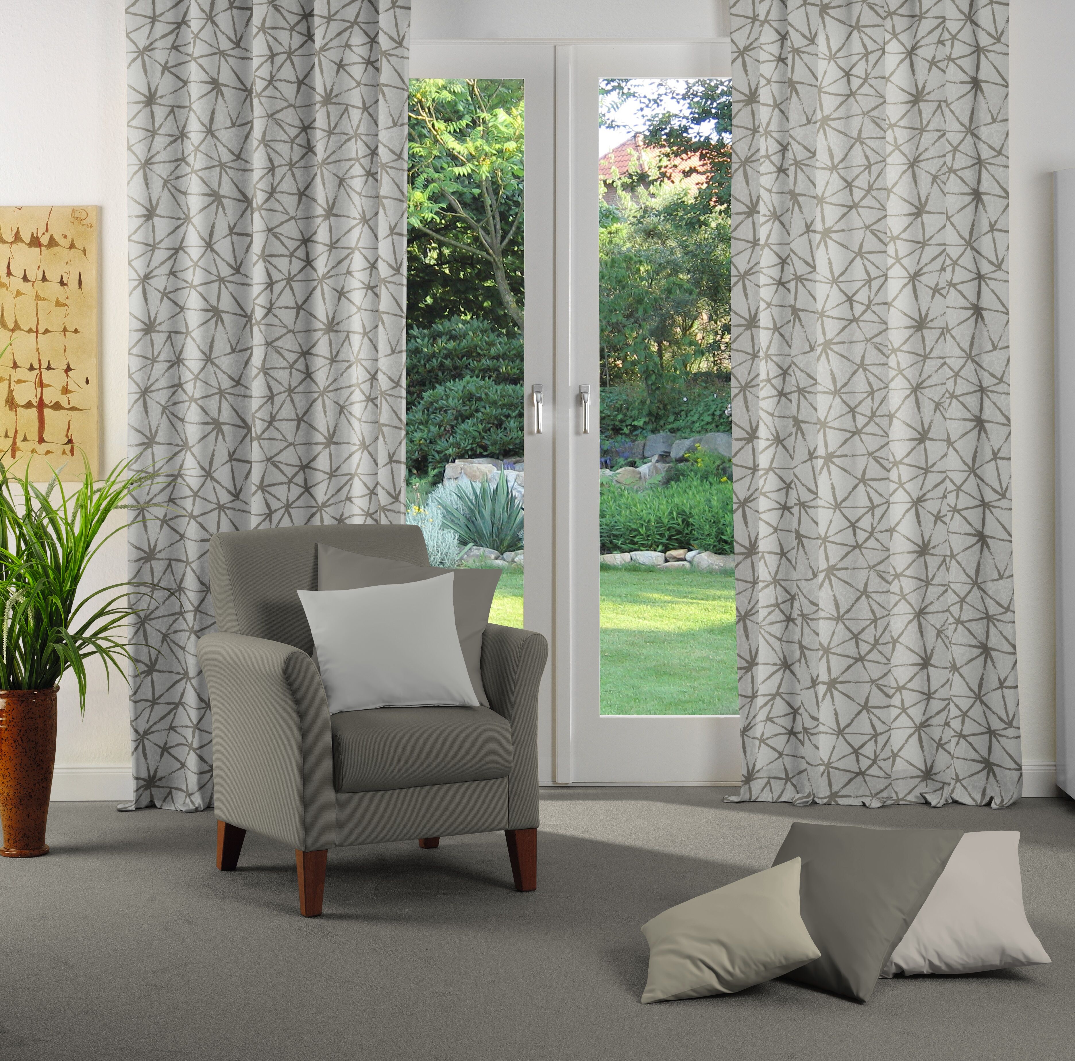Vorhang WIRTH "Lisburn" Gr. 1, beige, B:132cm H:150cm, Polyester, Gardinen, Vorhang