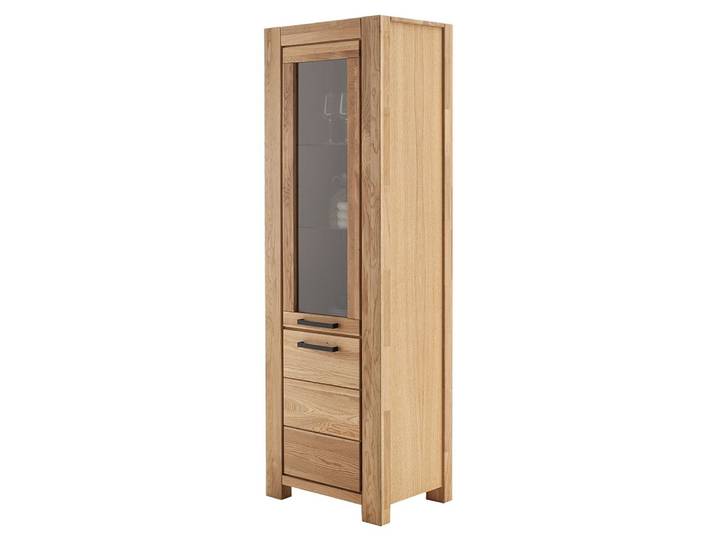 Lomadox Vitrine SELISTE-06 Massivholzmöbel, Eiche teilmassiv geölt, Türanschlag links