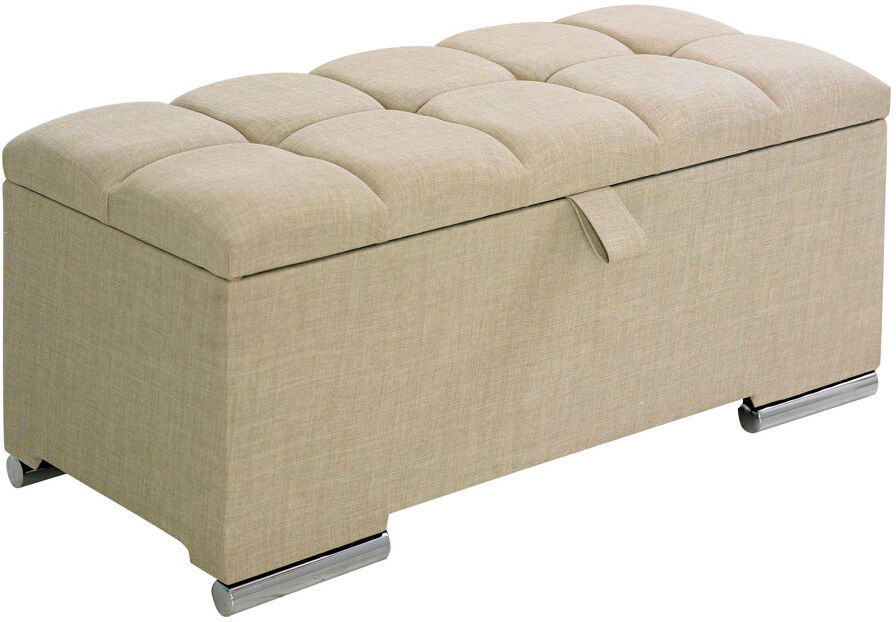 Ebern Designs Chestle Upholstered Velvet Lift Up Storage Ottoman Bed Cream Single (3')