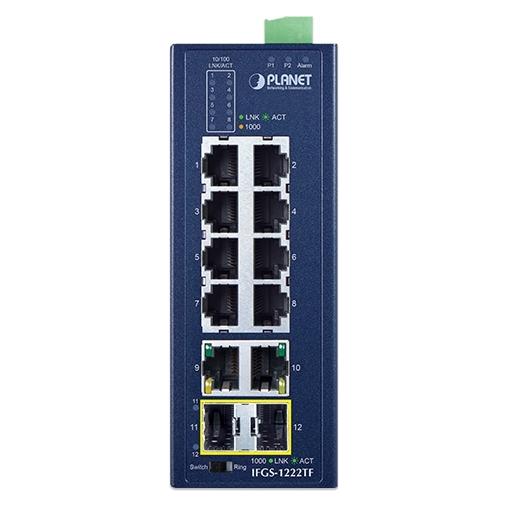 Planet Industrial 8-Port Ring Switch IFGS-1222-TF (8 Ports) (IFGS-1222TF)