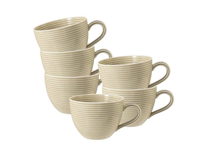 Seltmann Weiden Kaffeetassen Beat Color Glaze Sandbeige 0,26 l 6er Set, Beige, Keramik, 0.26 L, Geschirr, Tassen, Kaffeetassen