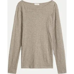 Langarmshirt mit U-Boot-Ausschnitt Beige L