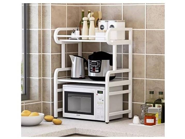 CVdrtyED Mikrowellenregal Küche Mikrowelle Rack Einstellbare Reiskocher Ofen Lagerung Stehen Küchenregal Stehend(B)