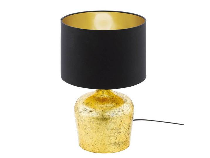 Tischleuchte Manalba 38cm Schwarz/Gold/Schwarz/Gold Mischgewebe E27