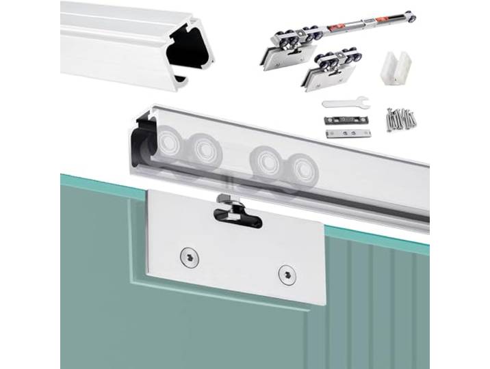 Schiebetürschiene, Schrank-Schiebetürschiene, Glasschiebetürschiene mit Soft-Close-Mechanismus, Reparatursatz for Aluminium-Schiebetürschiene