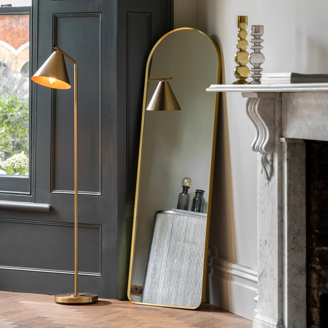 Latitude Run Anna Metal Framed Arch Mirror Gold 150cm H X 45cm W X 3.5cm D