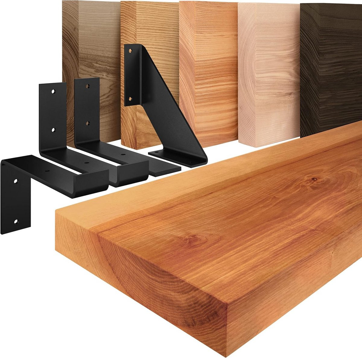 Massief Houten Wandplank Donker Zwart Industrieel Design 120 cm
