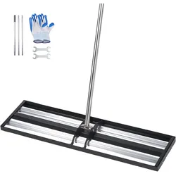 VEVOR Rasenrakel 255x915 mm, Nivellierrechen mit 213 cm Verstellbarem Stiel, Rasennivellierer inkl. Handschuhe, Levelingrake, Flächenebner, Rasenwerkzeug zum Nivellieren von Gärten & Golfplätzen