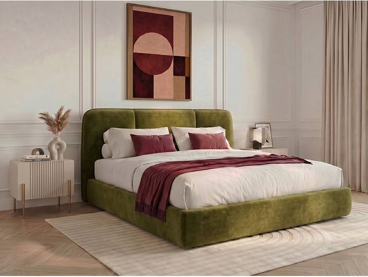 Lit coffre électrique MOONA velours lisse 160x200