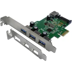 Connectland Carte PCI-Express compatible USB 3.0 - 3 ports externes + 1 interne, Kontrollerkarte