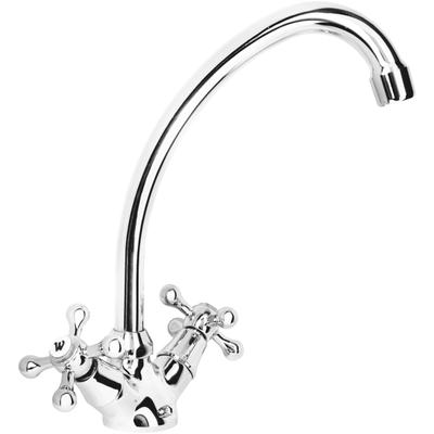Waschtischarmatur CORNAT "Nostalgie" Verchromter Messingkörper - Hohe Auslaufhöhe - Schwenkbar", grau (chrom), B:15,5cm H:28cm T:10cm, Messing, Armaturen, Ohne Ablaufgarnitur / Wasserhahn Bad / Waschbecken-Armatur/ Badarmatur