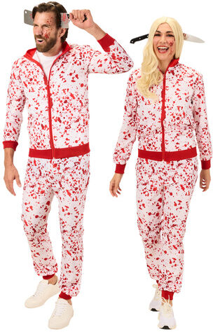 Trainingsanzug "Blut" unisex, weiß/rot