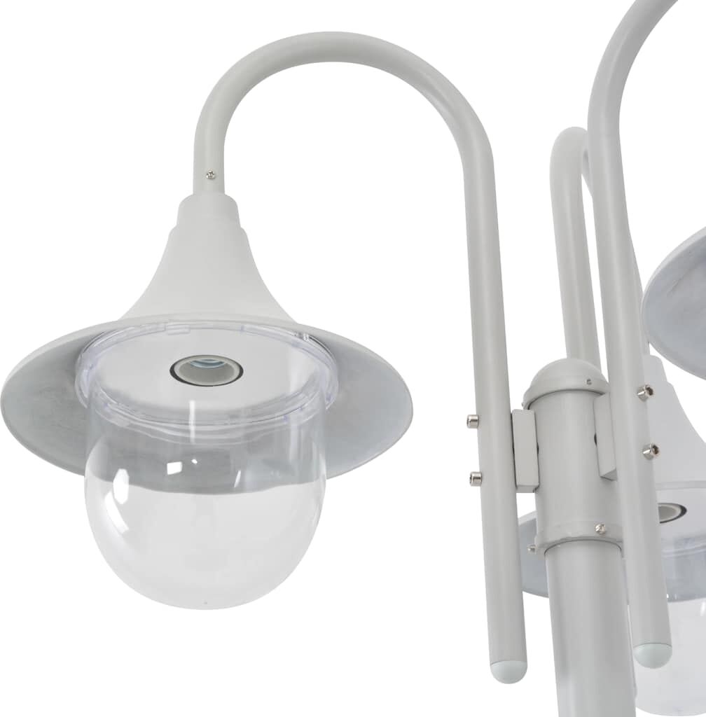 vidaXL Lampadaire de jardin E27 220 cm Aluminium 3 lanternes Blanc