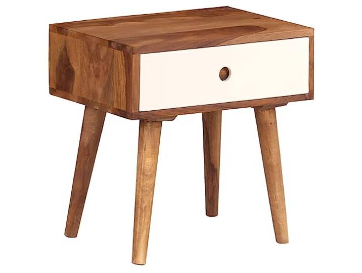 HEFZGDB Massivholz Nachttisch Akazie 45x30x45 cm mit Schublade – Handgefertigter Beistelltisch aus Tropenholz für Schlafzimmer