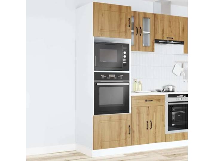 KTHLBRH Kalmar Ofenschrank 2 Stück Eiche Handwerk 60 x 57 x 207 cm Holztechnik, verstellbare Füße, großes Fach für Backofen und Mikrowelle, einfache Reinigung