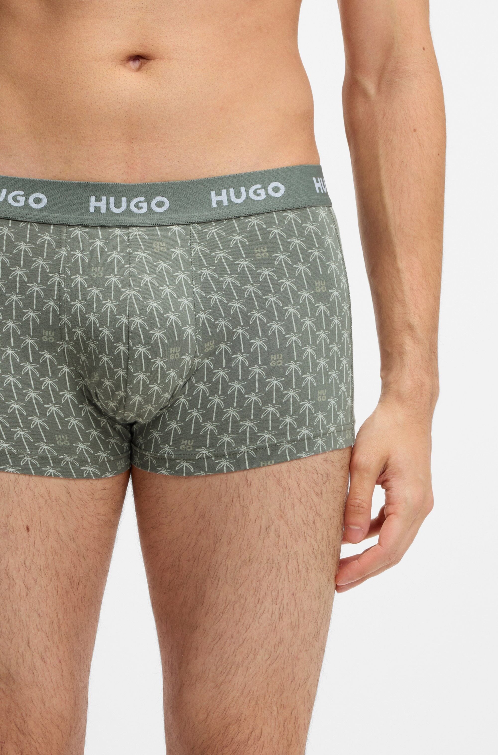 Trunk HUGO UNDERWEAR "TRUNK TRIPLET DESIGN", Herren, Gr. XXL (56), 3 Stk., Jersey, open miscellaneous 971, Jersey, Obermaterial: 95% Baumwolle, 5% Elasthan, eng, Unterhosen Trunk, mit Logobund