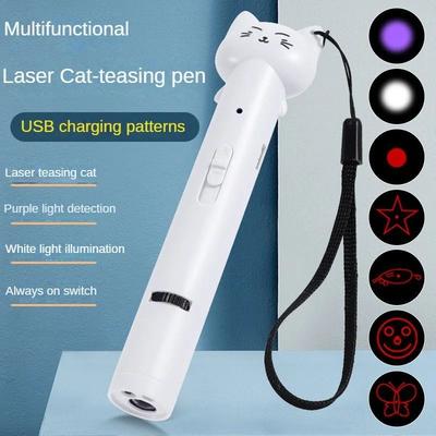 Inspired Living Smart USB Rechargeable Laser Cat Toy For Active Indoor Cats white