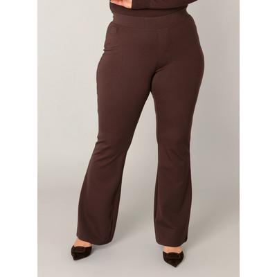 Treggings BASE LEVEL CURVY "Allie", Damen, Gr. 48, N-Gr, braun, Web, Obermaterial: 65% Viskose, 30% Nylon, 5% Elasthan, unifarben, figurbetont lang, Hosen Treggings, Aktuelle Boocut-Form