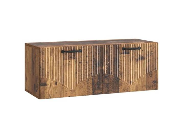 KUPTYERFG Wandmontierter TV-Schrank Altholz-Optik 78,5x31x30 cm Schwebendes TV Lowboard für Schlafzimmer und Wohnzimmer, spart Bodenfläche mit 2 Türen und Metallgriffen