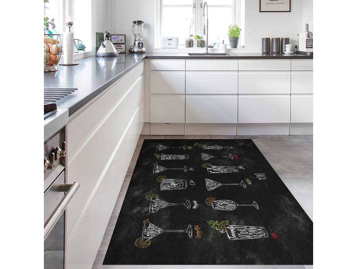 Tapis en vinyle Menu de cocktail 120 x 80cm Blanc/Noir