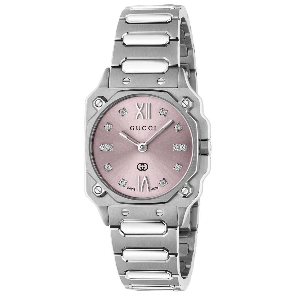 Gucci G-Flat YA166501 Dames Roze Wijzerplaat RVS Horloge 30mm