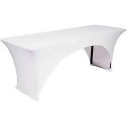 TexDeko Stretch Biertischhussen für Bierzeltgarnitur 220 x 70cm Festzeltgarnitur | verstärkte Beintaschen bügelfrei waschbar (Weiß)