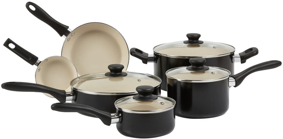 Belfry Kitchen Perrysville 11 - Piece Granite Cookware Set White 11