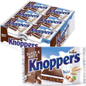 Knoppers Waffeln Black&White, Waffelschnitte, Nougatcreme & Schokolade, einzeln verpackt, 600 g, 24 Stück