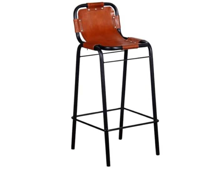 Barhocker, Echtleder, Industrie-Stil, 2 Stück Pulverbeschichteter Stahlrahmen, maximal 110 kg pro Sitz, Wohnzimmer, Esszimmer, Restaurants, Bars