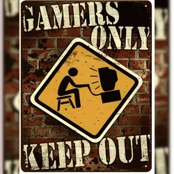 Moritz Deko Blechschild Gamers Only Keep Out Metallschild Retro Vintage-Design zur Dekoration Wanddekoration